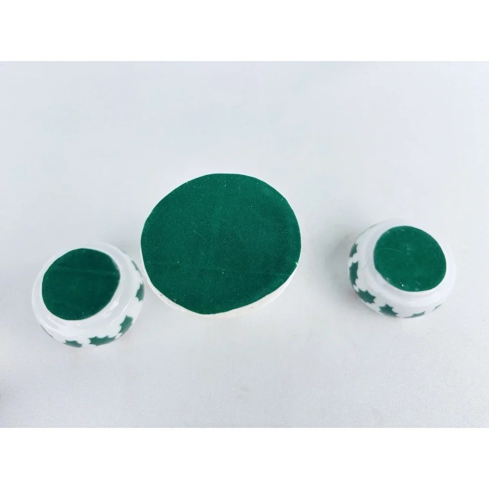 Vintage Holly Ivy‎ Taper Candlestick Holders Christmas Decor - Lot Of 3 -